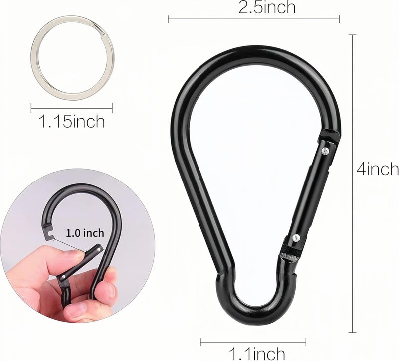 CampTek 10PCS 4"/10cm Large Carabiner Clip,Strong Unlocking Caribeaner Keychain Pack for Backpack Hook, Light Duty Paracord Umbrella e Parachute para Cord Accessories Rop - Image 2